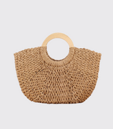 Circle Handle Straw Bag